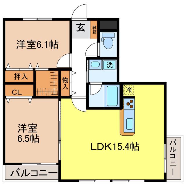 レジデンスアルタII(2LDK/3階)の間取り写真
