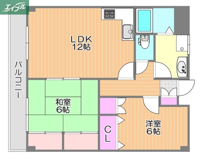 翔阿園マンション(2LDK/5階)の間取り写真