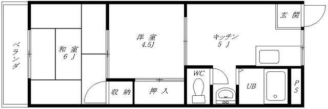 塩味ビル(2K/3階)の間取り写真