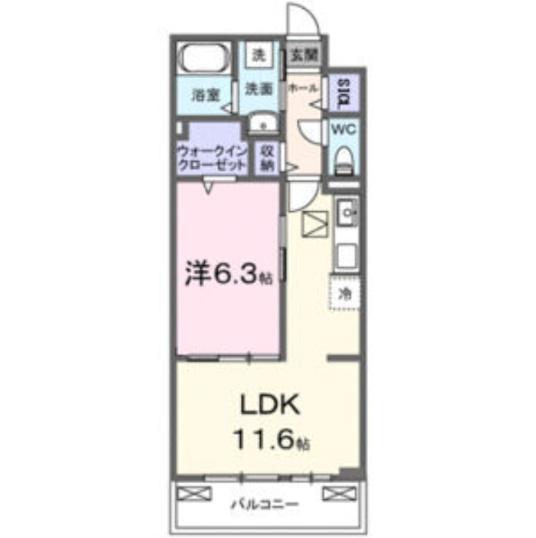 エルグランデSOU(1LDK/2階)の間取り写真