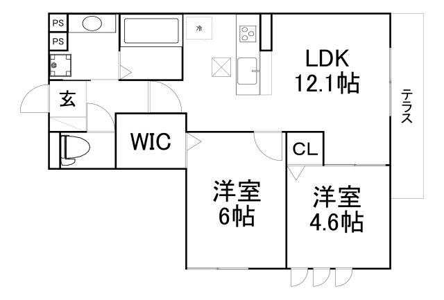 ロイヤルコート緑橋(2LDK/3階)の間取り写真