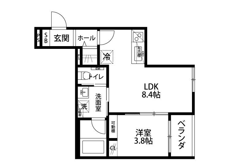 フューチャー東中野山(1LDK/1階)の間取り写真