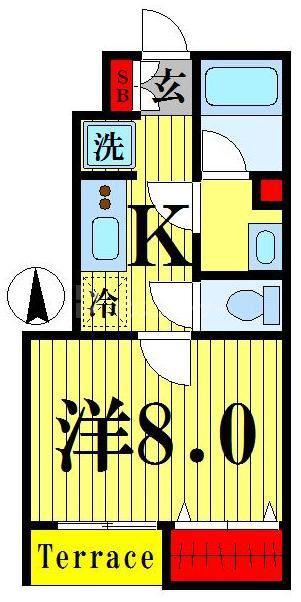ウィッシュハイツII(1K/1階)の間取り写真