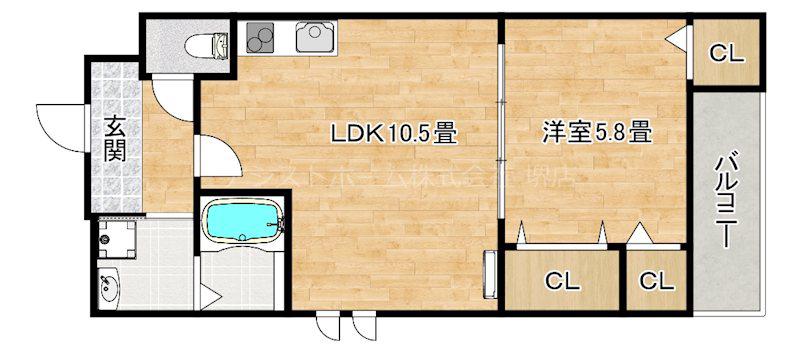プライムメゾン・ソレイユ(1LDK/1階)の間取り写真