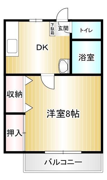 オーク立岩(1DK/2階)の間取り写真