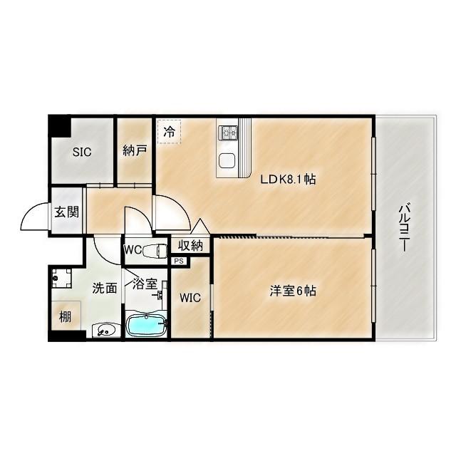 京橋パンション(1LDK/6階)の間取り写真