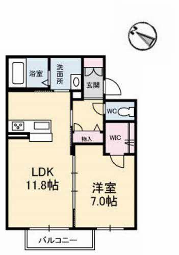 グリーンヒルズ黒石(1LDK/1階)の間取り写真