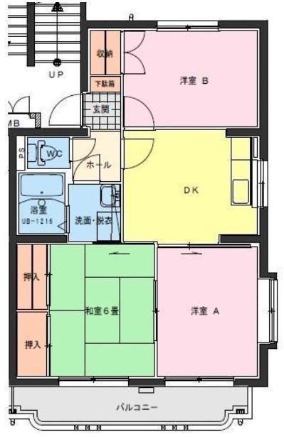 ジェネシス大島 A・B棟(3DK/2階)の間取り写真