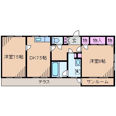 ピアシティーステージII(2DK/1階)の間取り写真
