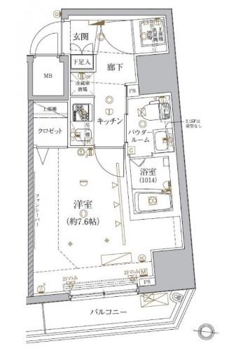 クレイシア文京春日 CRACIA BUNKYO-KASUGA(1K/4階)の間取り写真