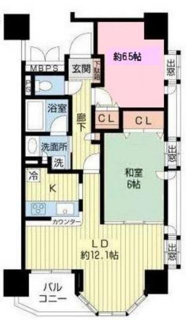 ライオンズマンション高輪(2LDK/6階)の間取り写真