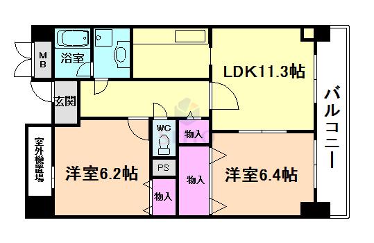 フラット野田II(2LDK/2階)の間取り写真