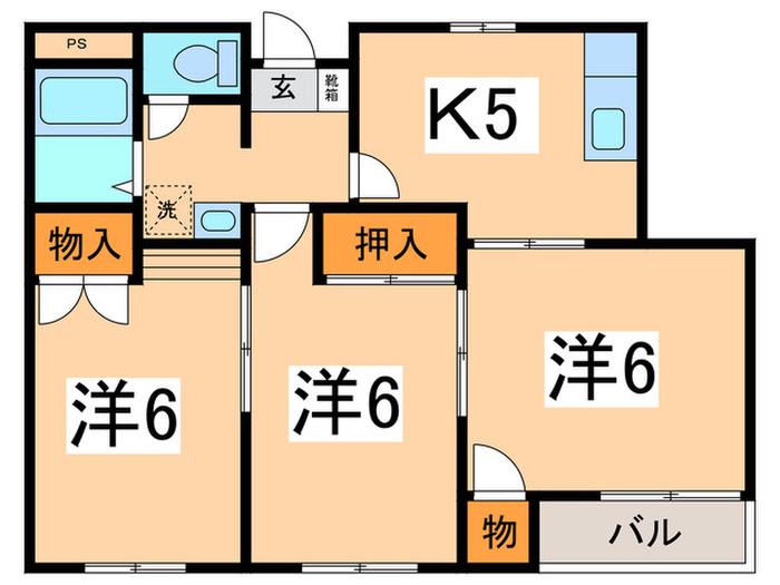 STマリン(3K/1階)の間取り写真
