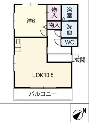 プチ・シャレード(1LDK/1階)の間取り写真
