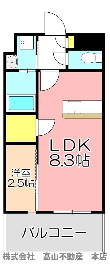 レジェンド朽網(1LDK/8階)の間取り写真