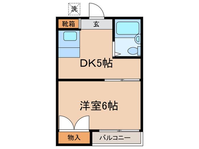 PLAZA DE OSCAR(1DK/2階)の間取り写真