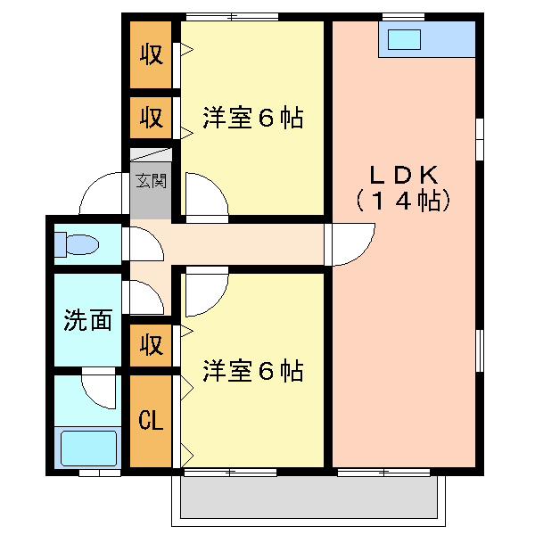 フィオーレ池田(2LDK/2階)の間取り写真
