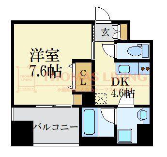 D-ROOM GRACIOUS平尾(1K/3階)の間取り写真