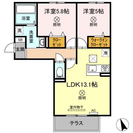 SINFARIA HARAOSHIMA(2LDK/1階)の間取り写真