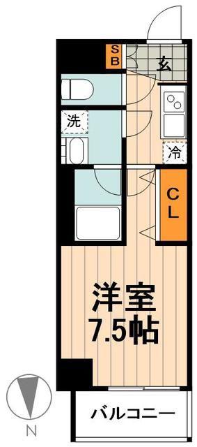GRAN PASEO上野稲荷町(1K/2階)の間取り写真