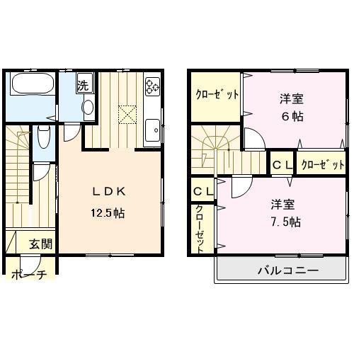 ウインドミルズ(2LDK/1階)の間取り写真