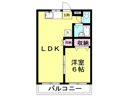 エスパシオ関口B(1LDK/1階)の間取り写真