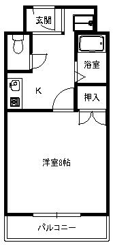 プレステージK(1K/2階)の間取り写真