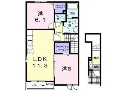 メゾン・プラシード(2LDK/2階)の間取り写真