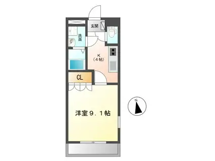 アドラーブル(1K/1階)の間取り写真