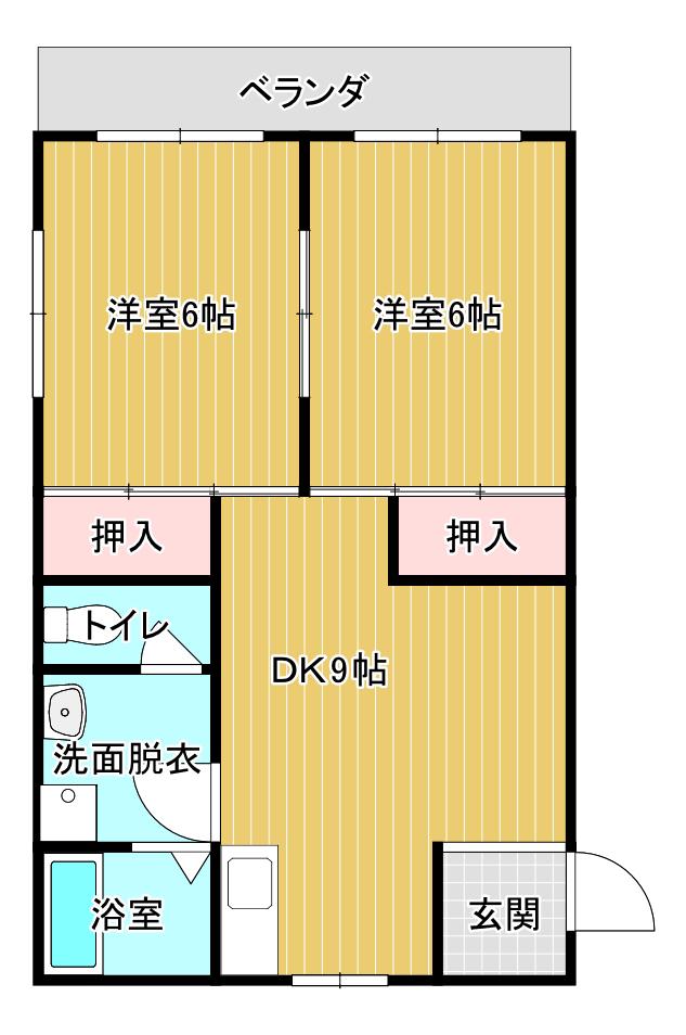 植田アパート(2DK/2階)の間取り写真