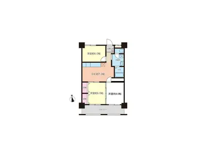 ミカドオクション(3DK/3階)の間取り写真