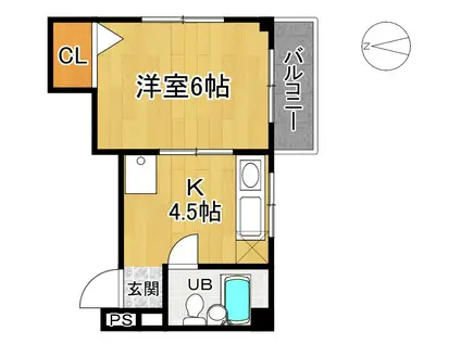 ヴィラージュ・サントレ(1DK/3階)の間取り写真