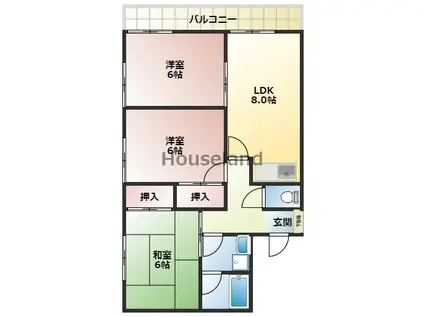 シティハイツ吉森II(3DK/2階)の間取り写真