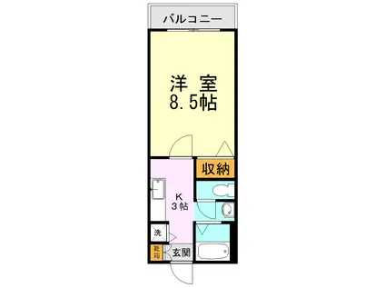 ロイヤルハイツ上熊本(1K/1階)の間取り写真