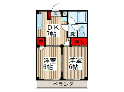 コーポ・キャピタル2(2DK/1階)の間取り写真