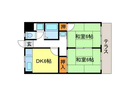 シャインハイツヨシザワI(2DK/1階)の間取り写真