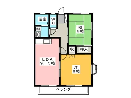 陣屋ハイツ3号館(2DK/2階)の間取り写真
