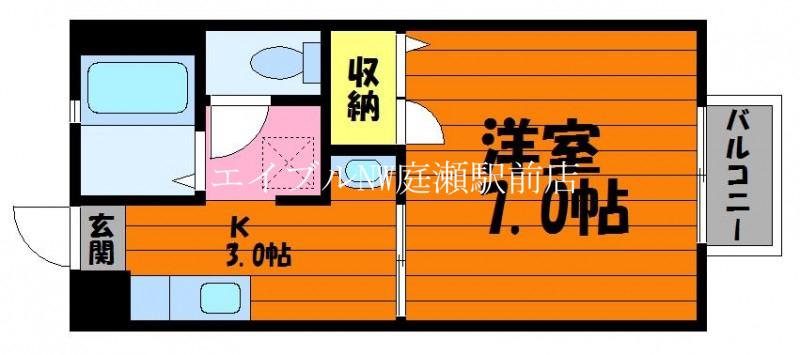 エスポワール千草B(1K/2階)の間取り写真