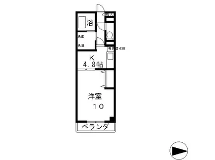 トムキャット102(1K/1階)の間取り写真