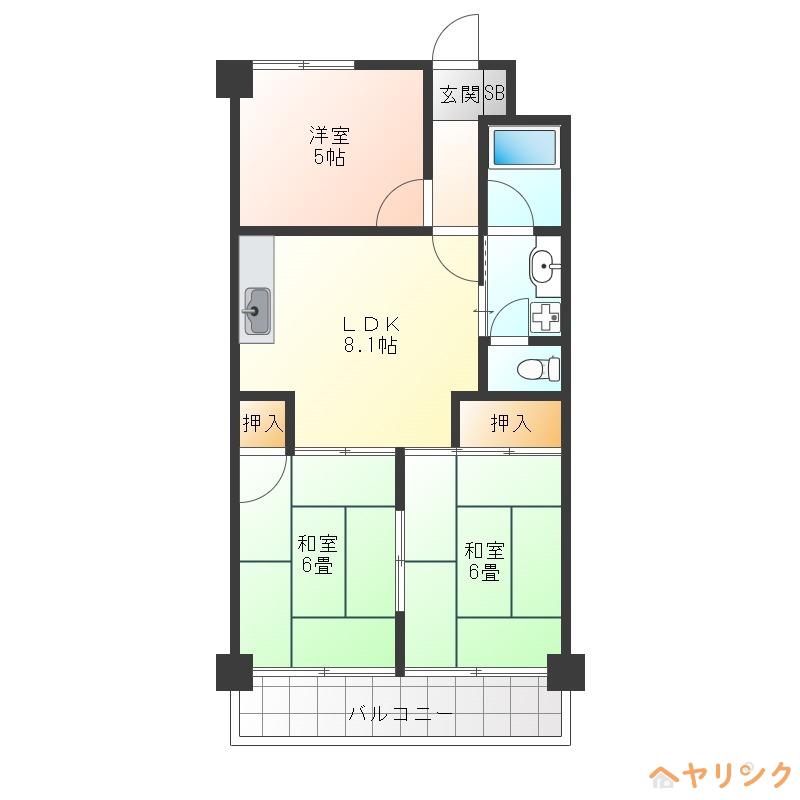 ジュネス21(3LDK/3階)の間取り写真