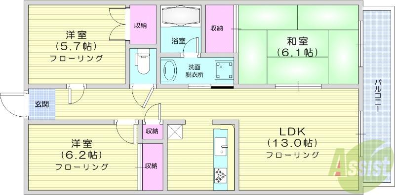 グラン・ミ・マリエ(3LDK/3階)の間取り写真