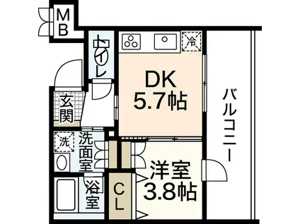 CHANCE KOMACHI(1DK/4階)の間取り写真