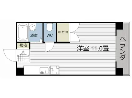 福元ビル(ワンルーム/4階)の間取り写真