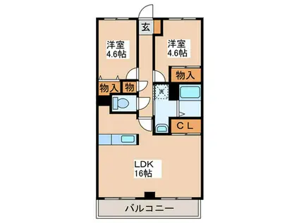 レガートたまプラーザ(2LDK/3階)の間取り写真