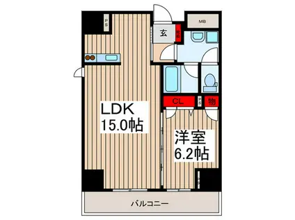 旭ビルサンライズレジデンス(1LDK/9階)の間取り写真