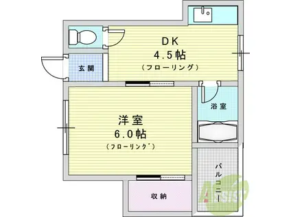 IL SOLE出来島II(1DK/4階)の間取り写真