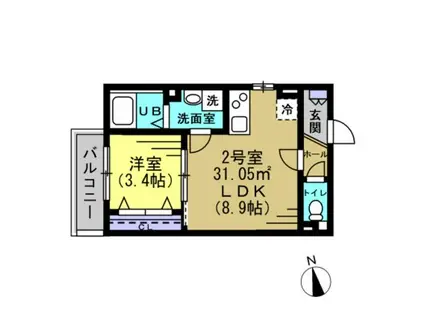 レオーネ新松戸(1LDK/1階)の間取り写真