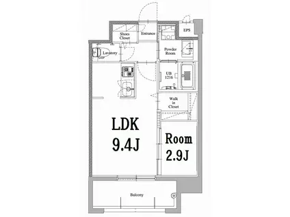 エンクレスト天神LARK(1SLDK/4階)の間取り写真