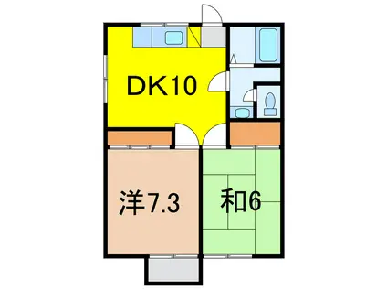 セブン・Q(2DK/1階)の間取り写真