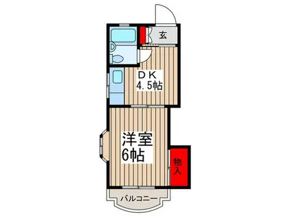 メゾンユキ(1DK/2階)の間取り写真